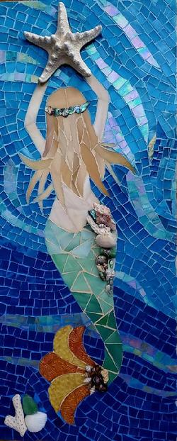 mermaid,sea,ocean,shore,mosaic,glass,