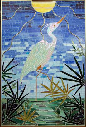 heron,bird,egret,marsh,coast,mosaic,stained glass