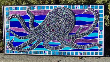 octopus,beach,ocean,sea life,nautical,mosaic,stained glass